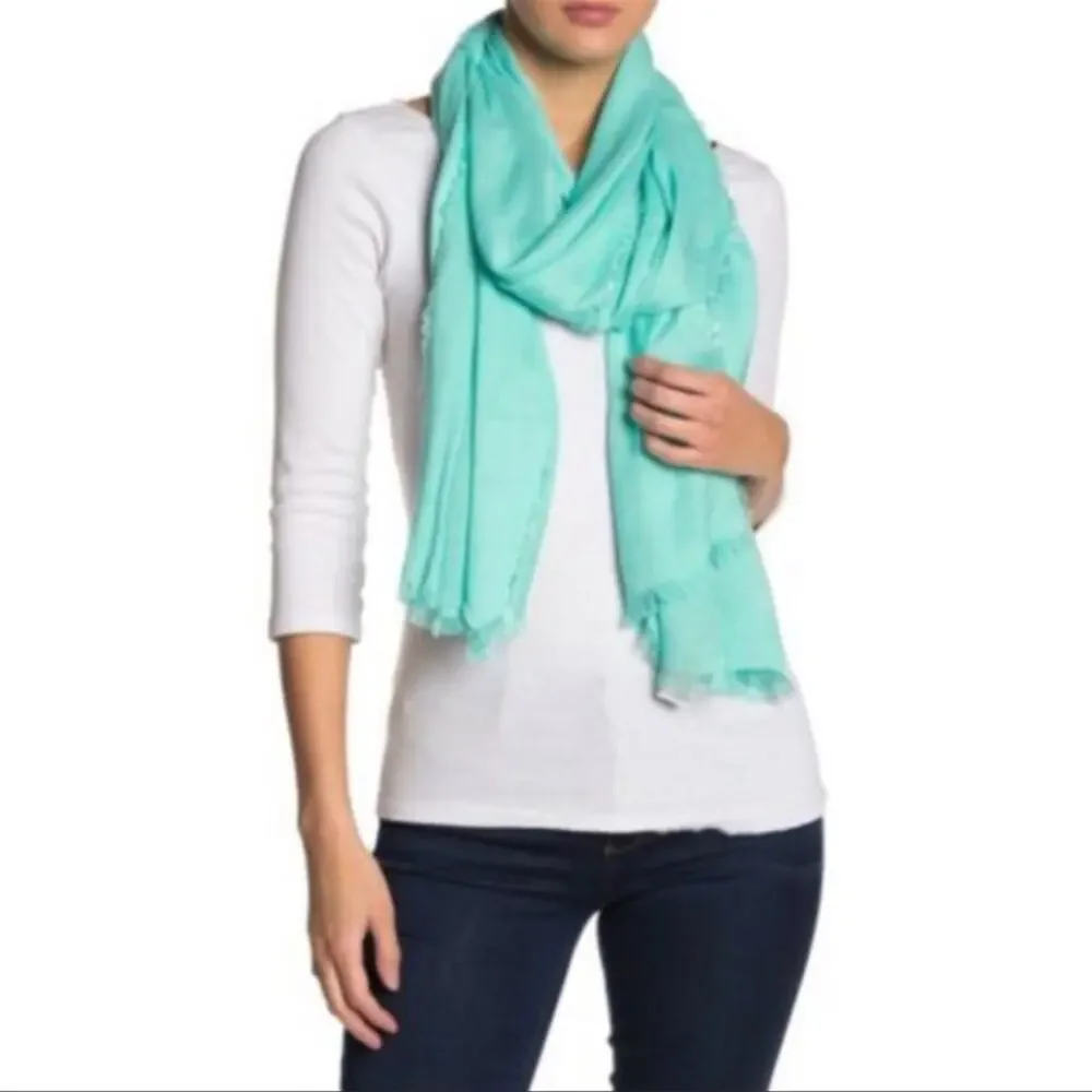 NWT NORDSTROM RACK Teal Mint Fringe Edge Scarf